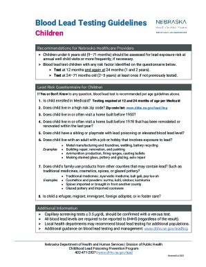 Fillable Online Dhhs Ne Blood Lead Testing Information For Health Care