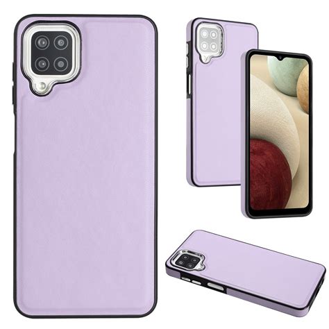 For Samsung Galaxy A12 4g M12 Leather Texture Full Coverage Phone Case Purple