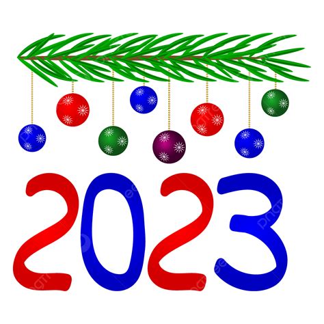 2023 Vector Clipart With Christmas Ball Anf Leaves 2023 Clipart 2023