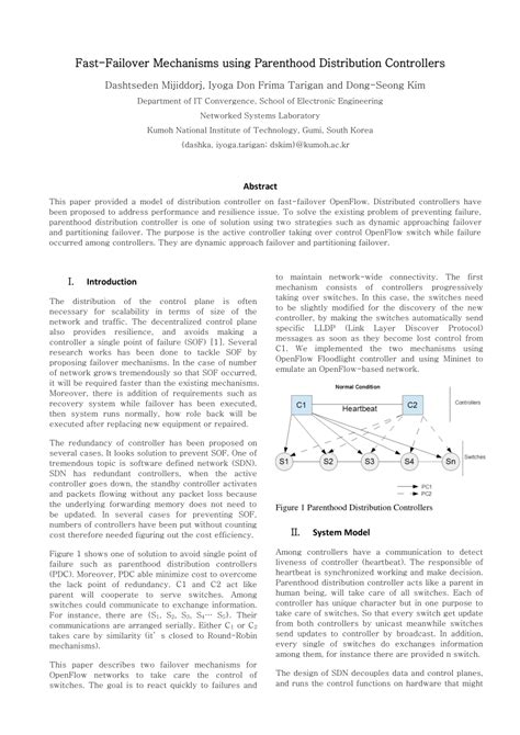 (PDF) Fast-Failover Mechanisms using Parenthood Distribution Controllers