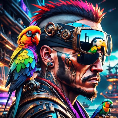 Cyberpunk Pirate And His Parrots Ai Generated Artwork Nightcafe Creator