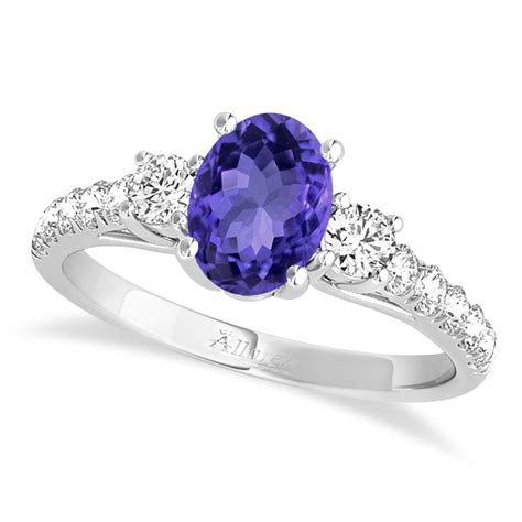 Oval Cut Tanzanite And Diamond Engagement Ring 14k White Gold 1 40ct