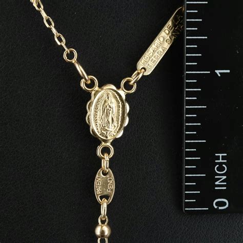 14k Tri Color Gold Rosary Necklace Ebth