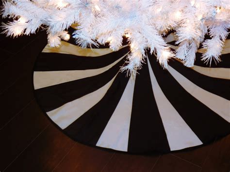 Black White Christmas Tree Skirt Halloween Stripes Nightmare Etsy