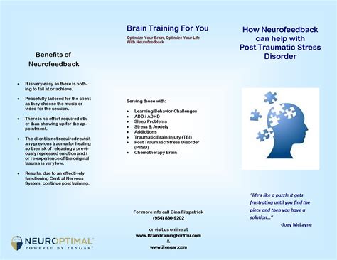 How Neurofeedback Can Help PTSD Brochure 954 830 9202 Brain