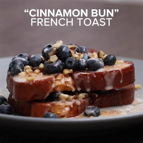 “cinnamon Bun” French Toast With Blueberries And Walnuts