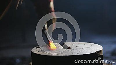 Blacksmith Hitting Hot Metal With A Massive Hammer Stock Video Video Of Closeup Bending