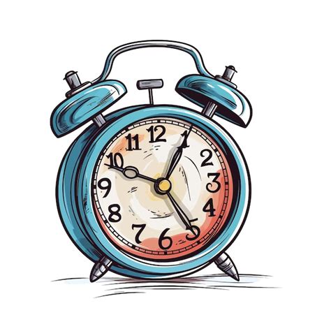 Premium Vector Hand Drawn Alarm Clock Cartoon Vector Illustration