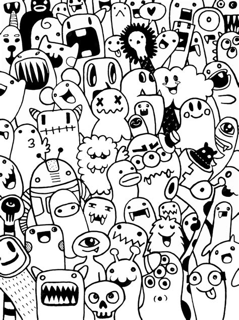 Premium Vector Hand Drawn Monsters And Cute Alien Friendly Cartoon