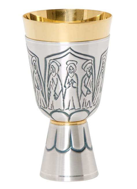 Liturgical Chalice H Cm 17 6 7 Inch Twelve Apostles In Chiseled