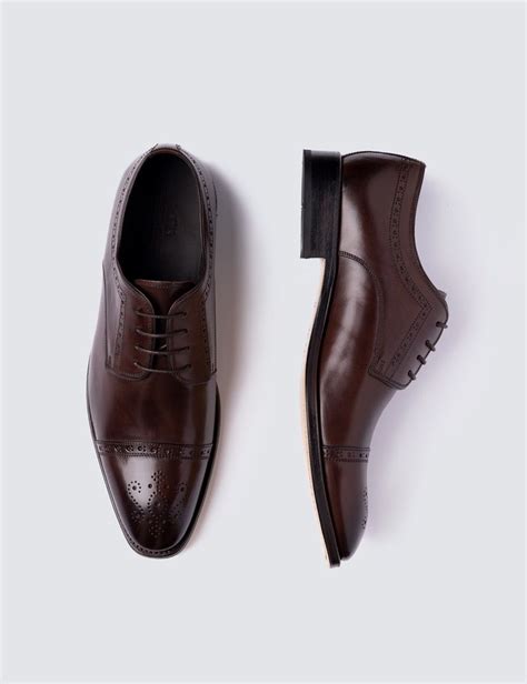 Leather Mens Semi Brogue Brown Hawes And Curtis