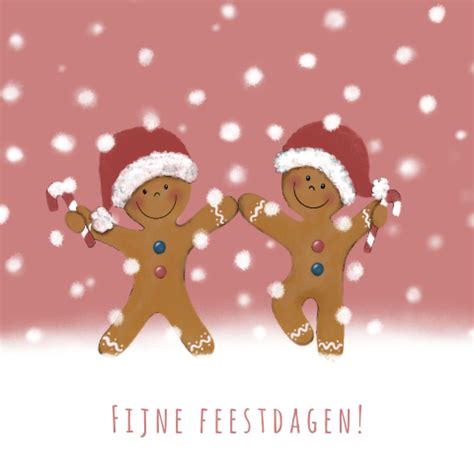 Kerstkaart Wenskaart Met Dansende Poppetjes Ginger Bread