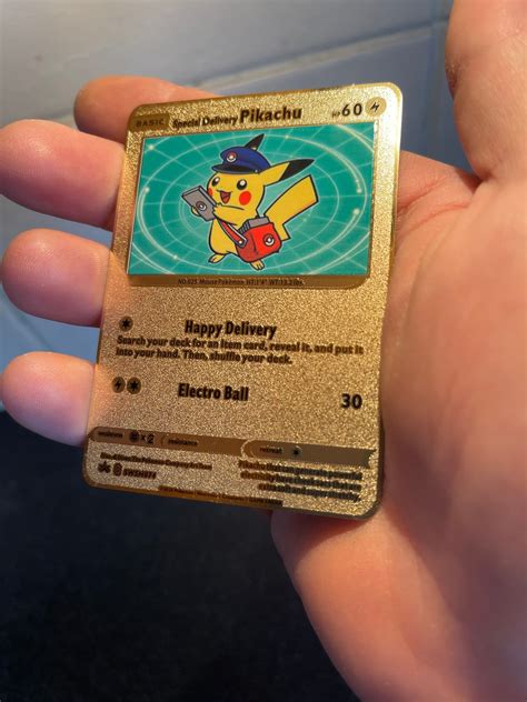 Special Delivery Pikachu Gold Metal Shiny Pokemon Card Etsy