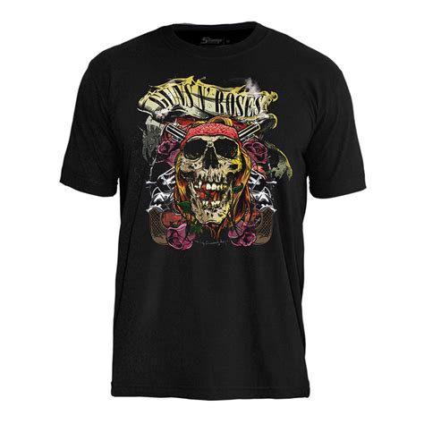 Camiseta Guns N Roses Caveira Axl Rose Stamp Back In Black