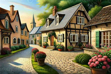 Cartoon Village House Stock Photos, Images and Backgrounds for Free Download