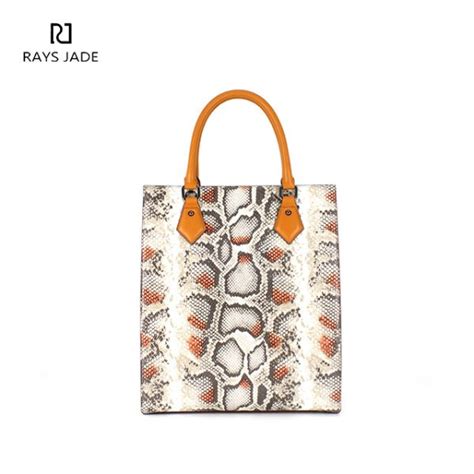 Aw Designer Serpentine Printed Leather Lady Tall Tote Bag Rays