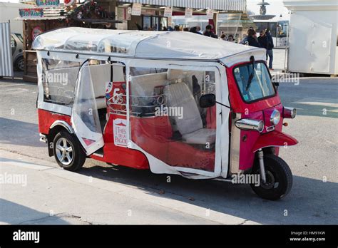 Red Tuk Tuk In Paris In Winter Stock Photo Alamy