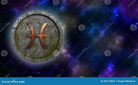 Horoscope Sign Pisces Bronze and Stone Stock Illustration ...