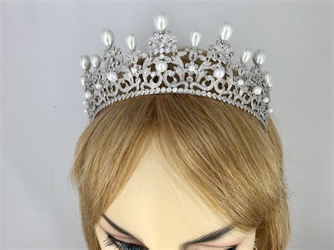 Pearl Tiara Cinderella Bridal Crown Royal Replica Tiara Etsy