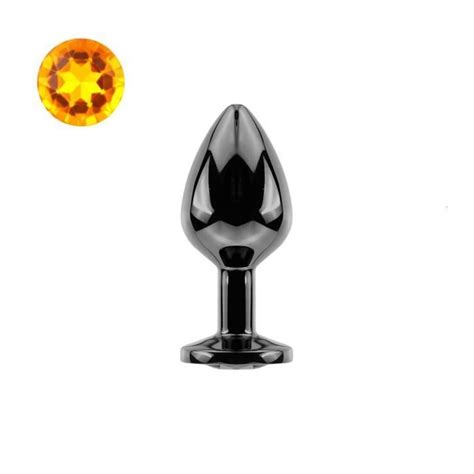 Yellow L Plug Anal Noir En M Tal Lisse Inoxydable Bijoux Multicolores