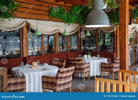 The Cozy Interior of the Restaurant. Stock Image - Image of glass ...