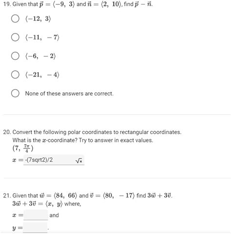 Solved 19 Given That P −9 3 And N 2 10 Find P−n