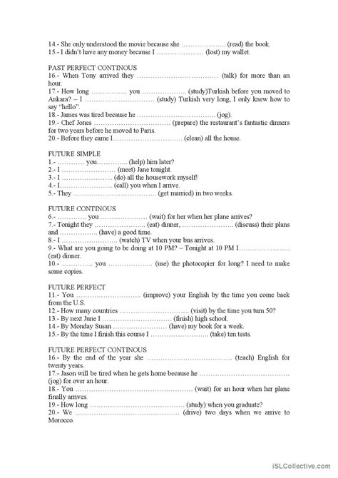 Verb Tenses General Grammar Practice English Esl Worksheets Pdf Doc