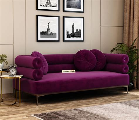 Buy Pristine 3 Seater Fabric Sofa Velvet Mulberry Pink Online In