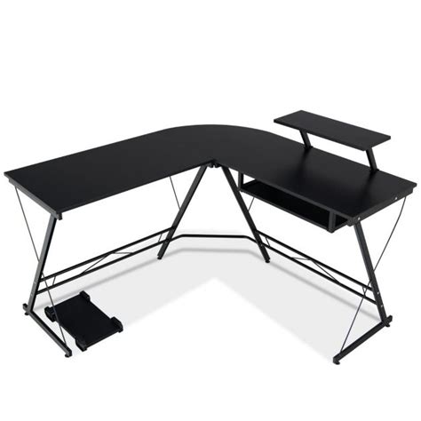 Costway Bureau D Angle Forme De L 126 5x130x94 CM Avec Rangement Pour