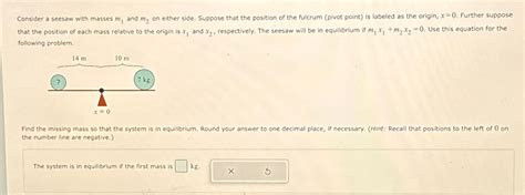 Solved Consider A Seesaw With Masses M1 And M2 On Either Chegg