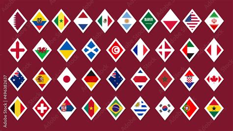 Set Of Flags Of The National Football Team Soccer Team Flag Icon