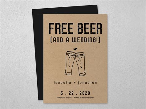 Free Beer Funny Save The Date Card Printable Invitation Template