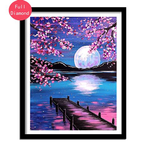 1pc 5d Diy Diamond Painting By Number Kits For Adults Sunset Lakeside