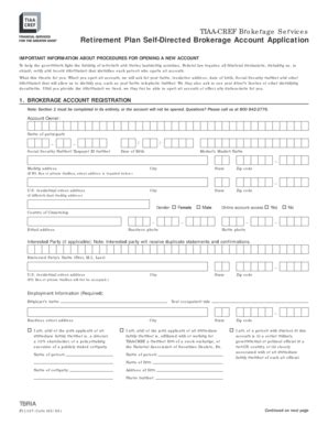 Fillable Online Tiaa Cref Tiaa Cref Brokerage Services Retirement Plan