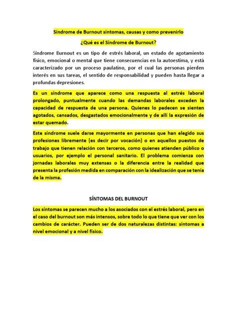 Síndrome de Burnout | PDF | Burnout ocupacional | Estrés (biología) 