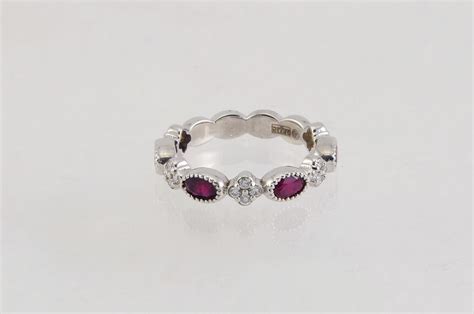 注文で送料無料 14K White Gold Oval Ruby and Diamond Earrings 1ct tgw Macy s