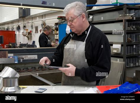 Sheet Metal Worker In Workshop Stock Photo Alamy