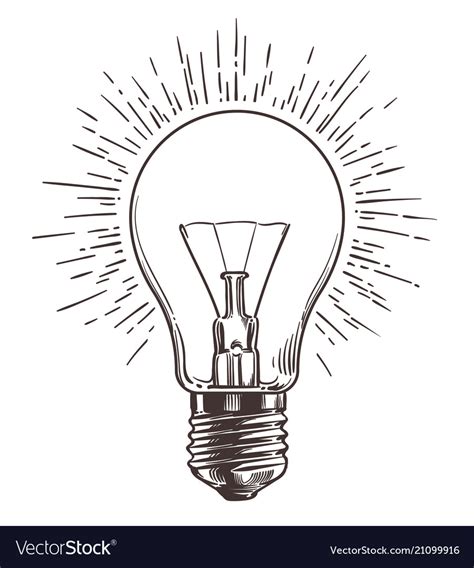 Vintage Light Bulb In Engraving Style Hand Drawn Vector Image