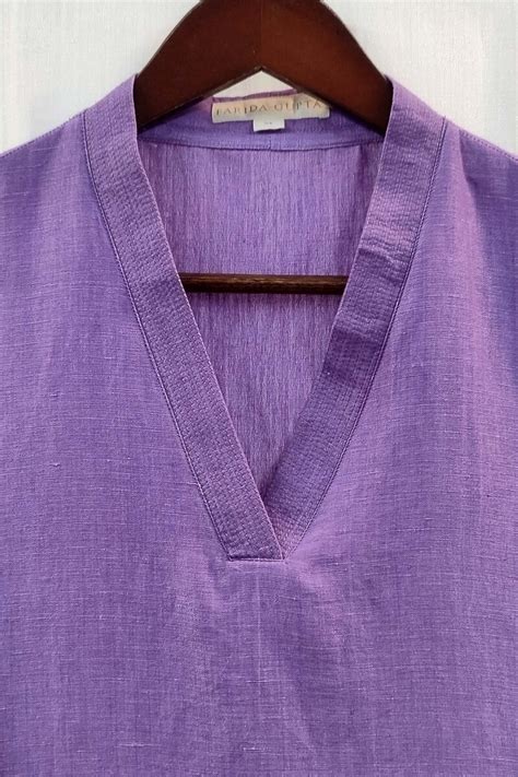 Buy Purple Handcrafted Straight Handloom Cotton Kurta For Women