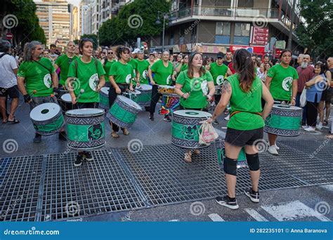Protesters Celebrating LGBT Gay Pride In Valencia An Incendiary Drummers Band Editorial Photo