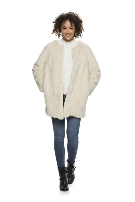 Faux Fur Coat In Fawn Popsugar Collection At Kohls December 2018