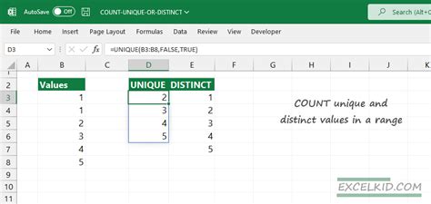 Count Unique Values And Distinct Values Excel Bootcamp