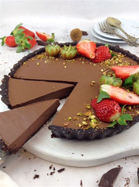 Tarte mousse de chocolate saudável vegan sem glúten sem açúcar sem