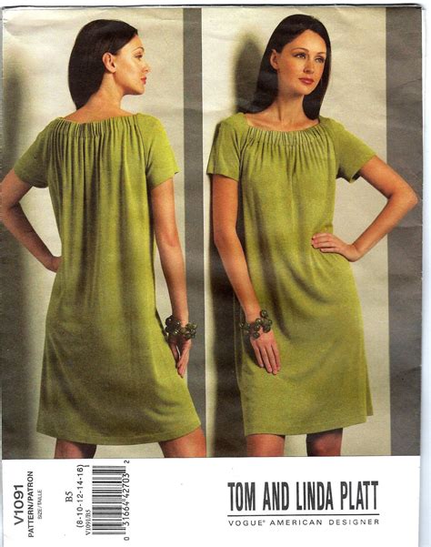 Vogue Sewing Pattern Dress Loose Fitting Tom And Linda Platt Dress For Women V1091 Size 8 10 12