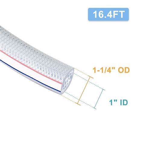 Ququyi PVC 1 ID X 1 1 4 OD Braided Clear Flexible PVC Tubing Soft For