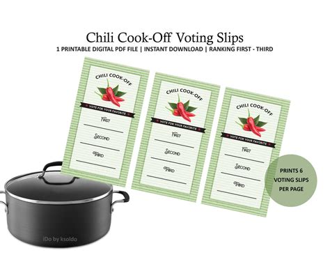 Printable Chili Cook Off Voting Slips Chili Competition Etsy