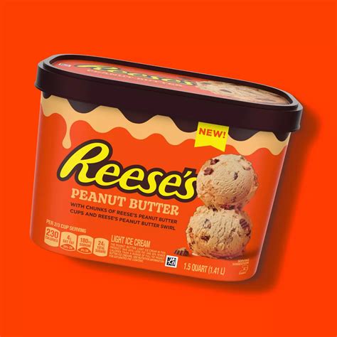 Reeses Peanut Butter Light Ice Cream With Reeses Peanut Butter Cups And Peanut Butter Swirl