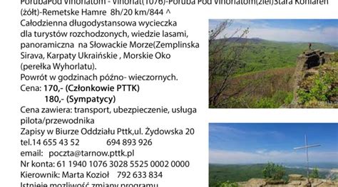 PTTK Oddział Ziemi Tarnowskiej zaprasza na wyprawy turystyczne Nasza