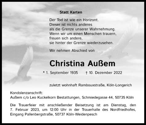 Traueranzeigen Von Christina Au Em Wirtrauern