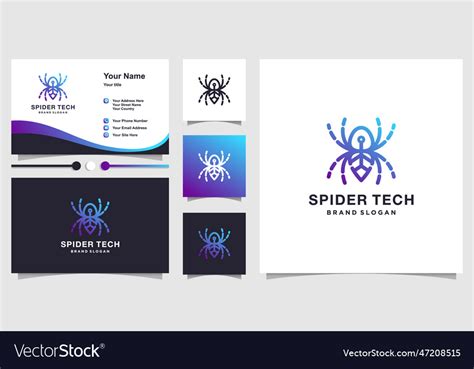 Spider Tech Logo With Creative Line Art Concept Vector Image